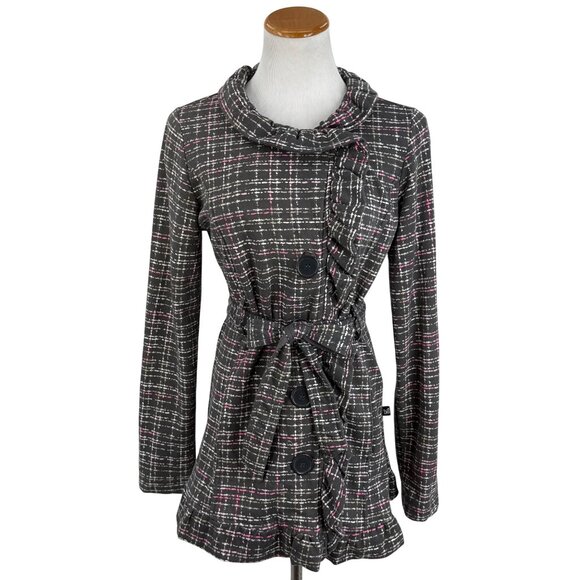 Y2K Self Esteem Ruffle Plaid Jacket Cardigan - Dark Academia Whimsigoth Coquette - Picture 2 of 16